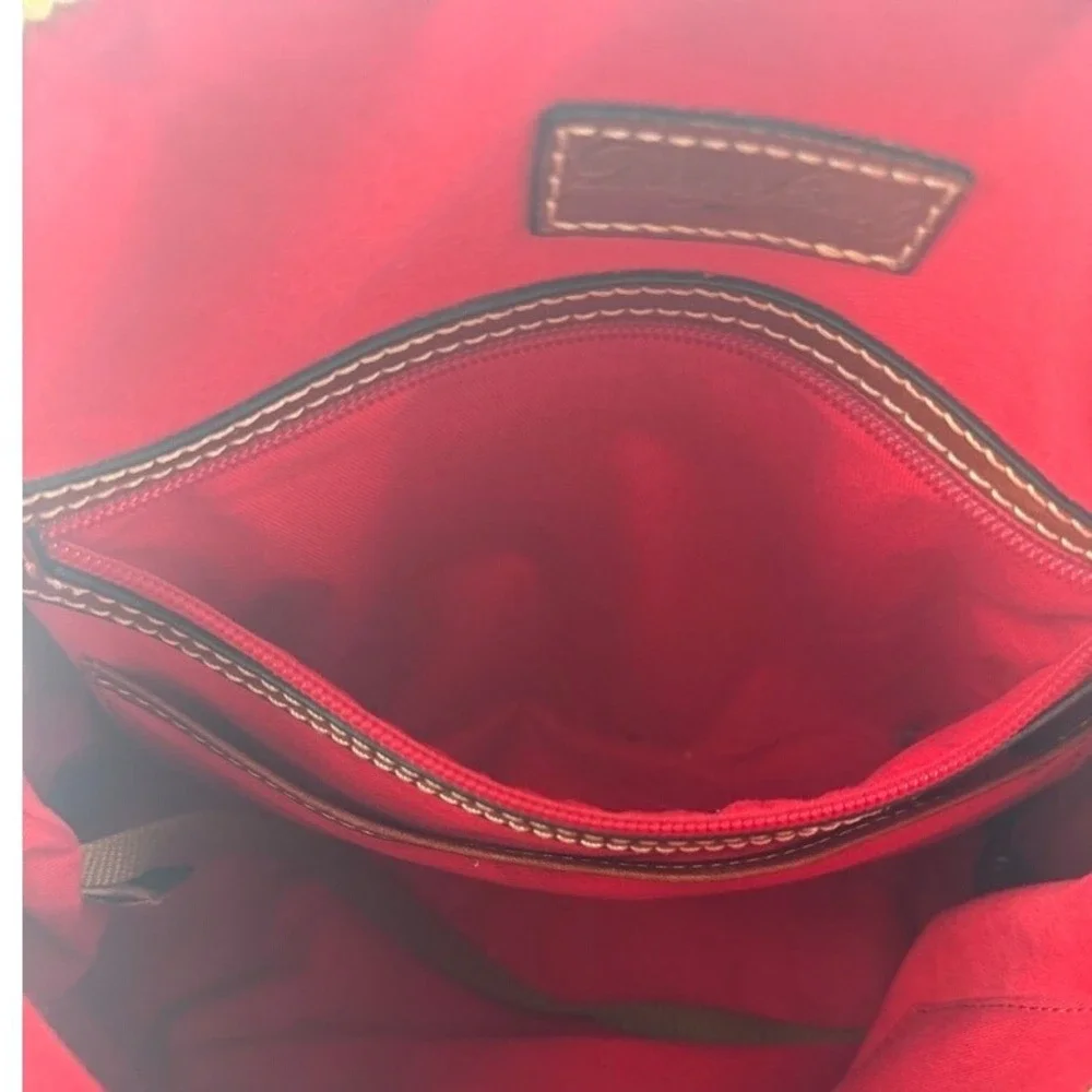Dooney & Bourke Cream Leather Hobo with Brown Trim